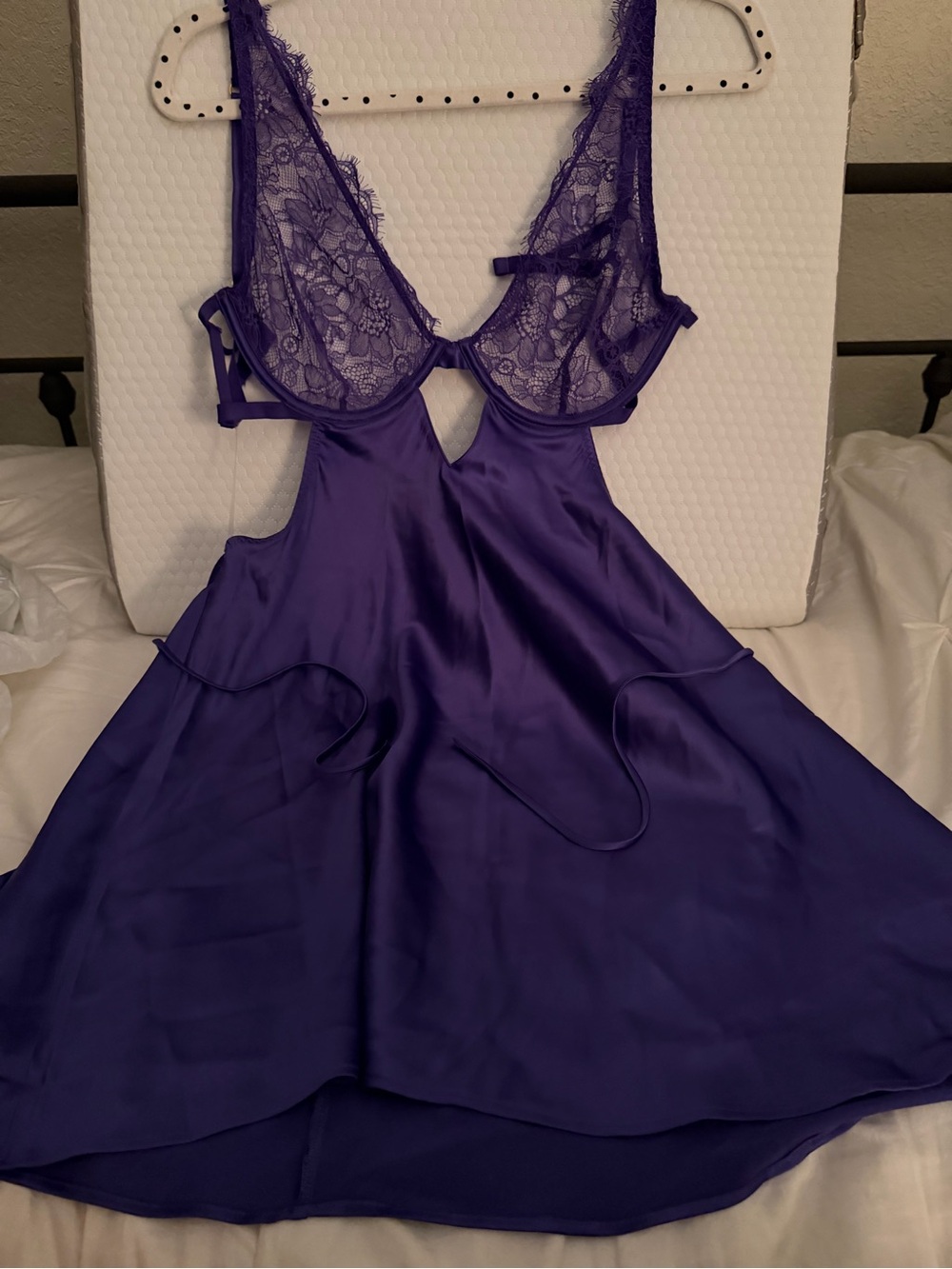Victoria's Secret Purple Lace-Trim Satin Chemise
